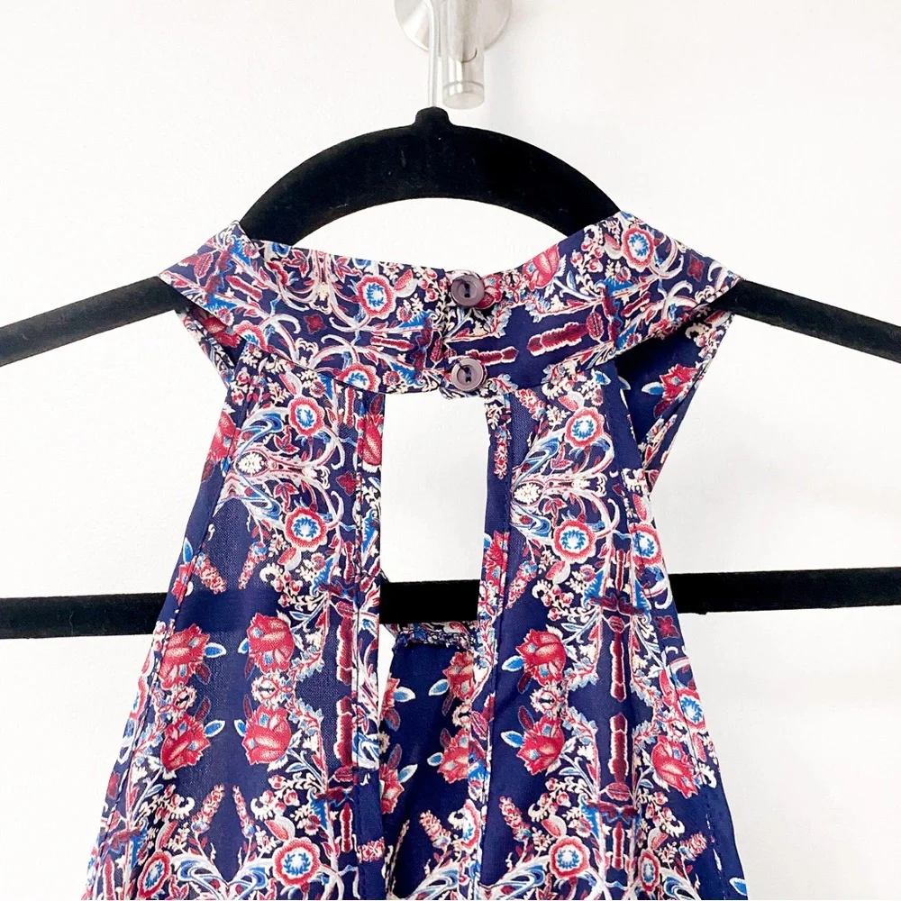 *NWT*‎ Le Lis Lyon Winter Preppy Chic Halter Twist Neck Blouse Navy Medium